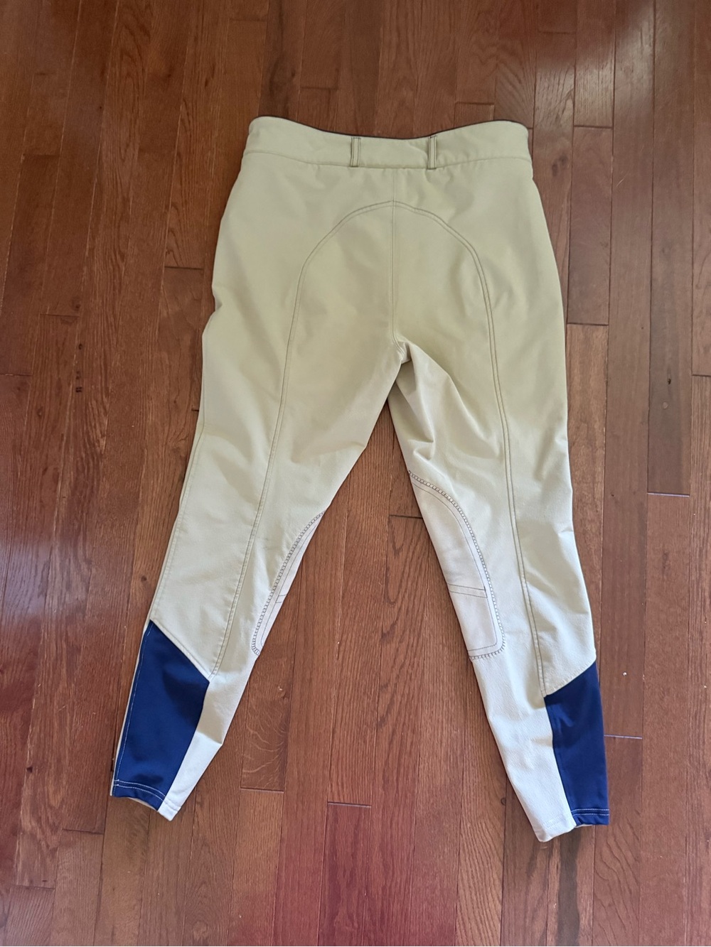 Women's Beige Riding Breeches with Navy Ankle Panels